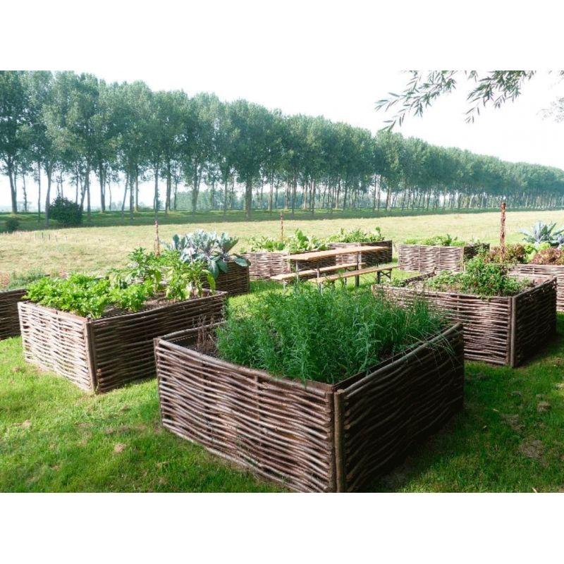 Potager carré en noisetier Tressage Horizontal - 4 tailles disponibles