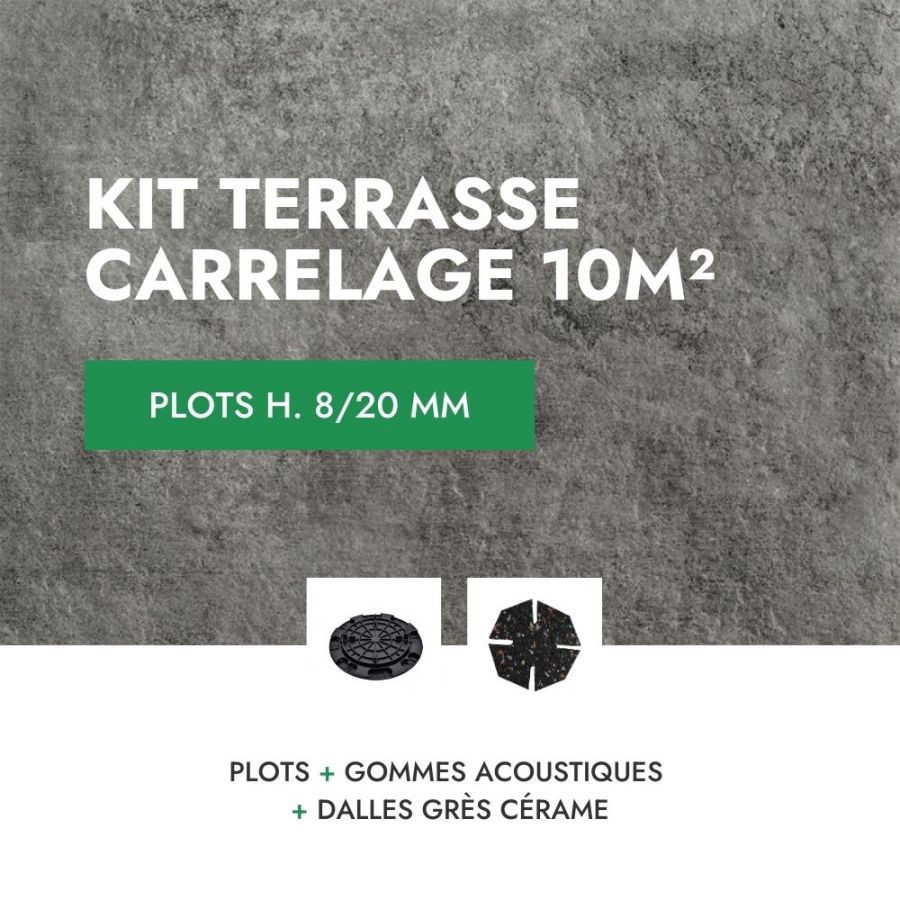 Terasse carrelage en kit 10m² Aspect Officine Dark 60x60 cm - Mirage