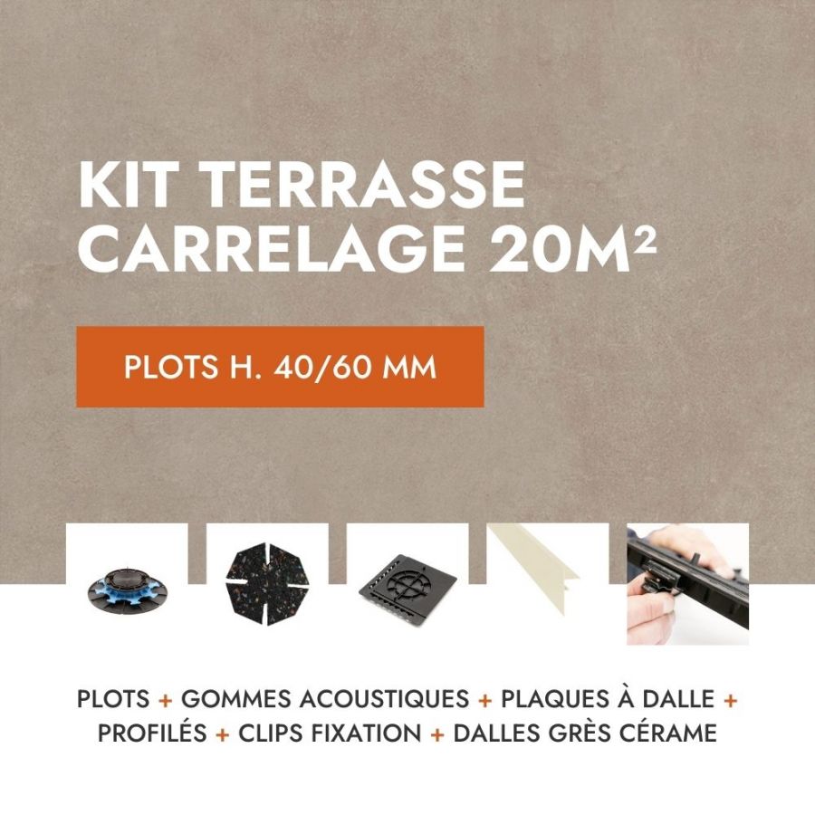 Terasse carrelage en kit 20m² Aspect Ciment Glocal Sugar 60x60 cm - Mirage