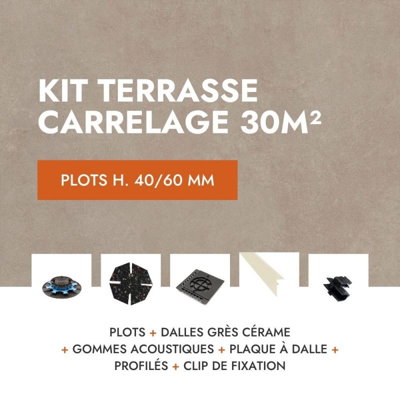 Terasse carrelage en kit 30m² Aspect Ciment Glocal Sugar 60x60 cm - Mirage