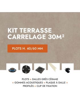 Terasse carrelage en kit 30m² Aspect Ciment Glocal Sugar 60x60 cm - Mirage