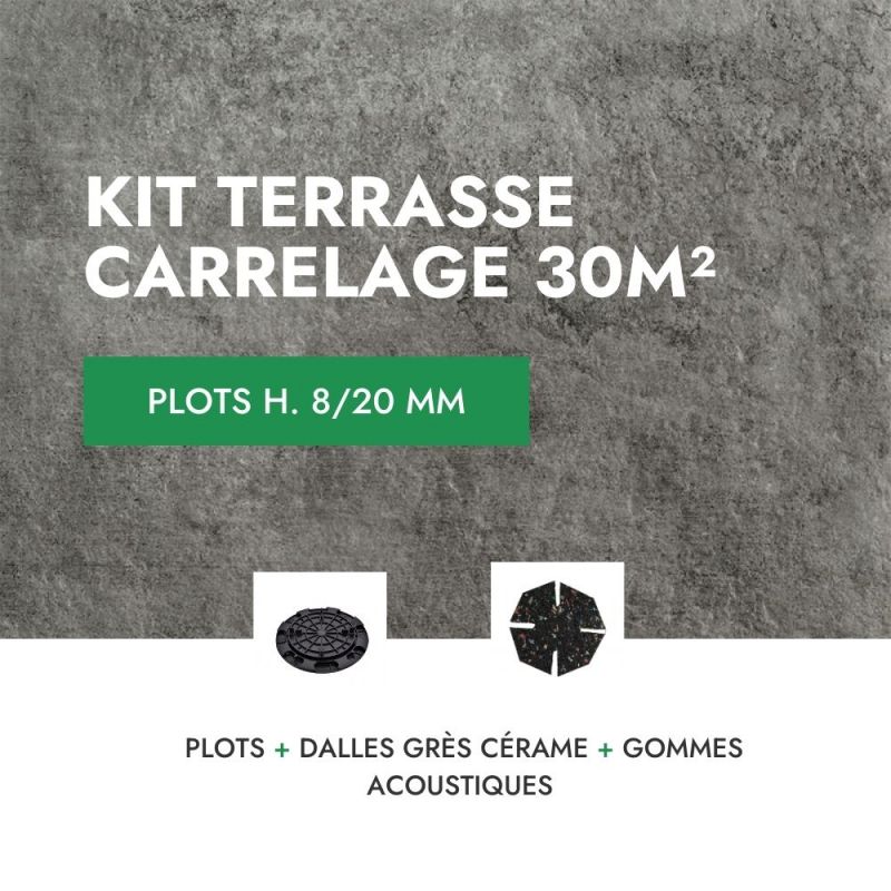 Terasse carrelage en kit 30m² Aspect Officine Dark 60x60 cm - Mirage