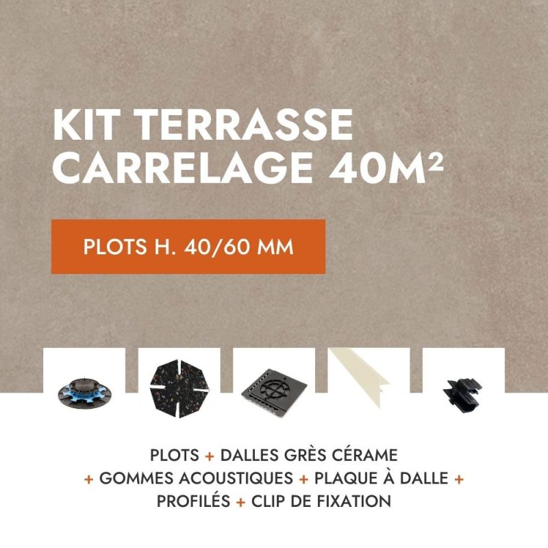 Terasse carrelage en kit 40m² Aspect Ciment Glocal Sugar 60x60 cm - Mirage