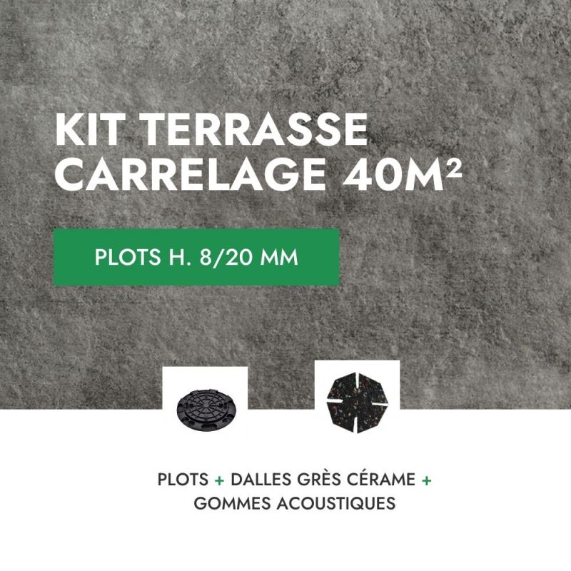 Terasse carrelage en kit 40m² Aspect Officine Dark 60x60 cm - Mirage