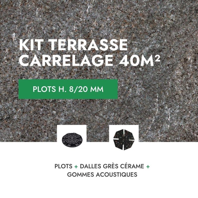 Terrasse carrelage en kit 40m² Aspect Pierre Quarziti 60x60 cm - Mirage