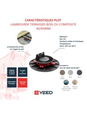 Plot terrasse bois ou composite 40/60 mm YEED