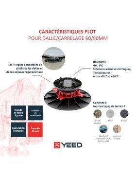 Plot pour dalle ou carrelage 60/90 mm YEED