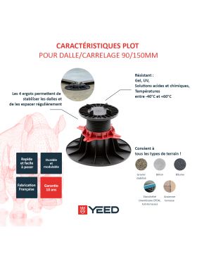 Plot pour dalle ou carrelage 90/150 mm YEED