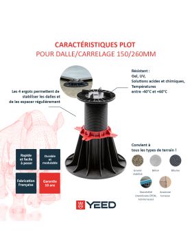 Plot pour dalle ou carrelage 150/260 mm YEED