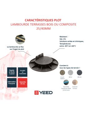 Plot terrasse bois ou composite 25/40 mm YEED