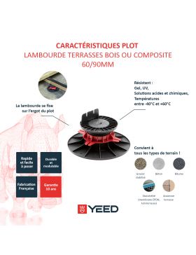 Plot terrasse bois ou composite 60/90 mm YEED