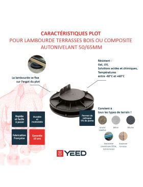 Plot autonivelant pour terrasse bois ou composite 50/65mm YEED