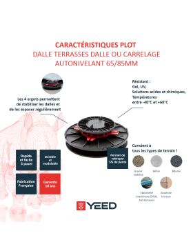 Plot autonivelant pour terrasse en dalle ou carrelage 65/85mm YEED